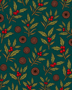 Deep Teal Berries And Frosted Leaves Rug