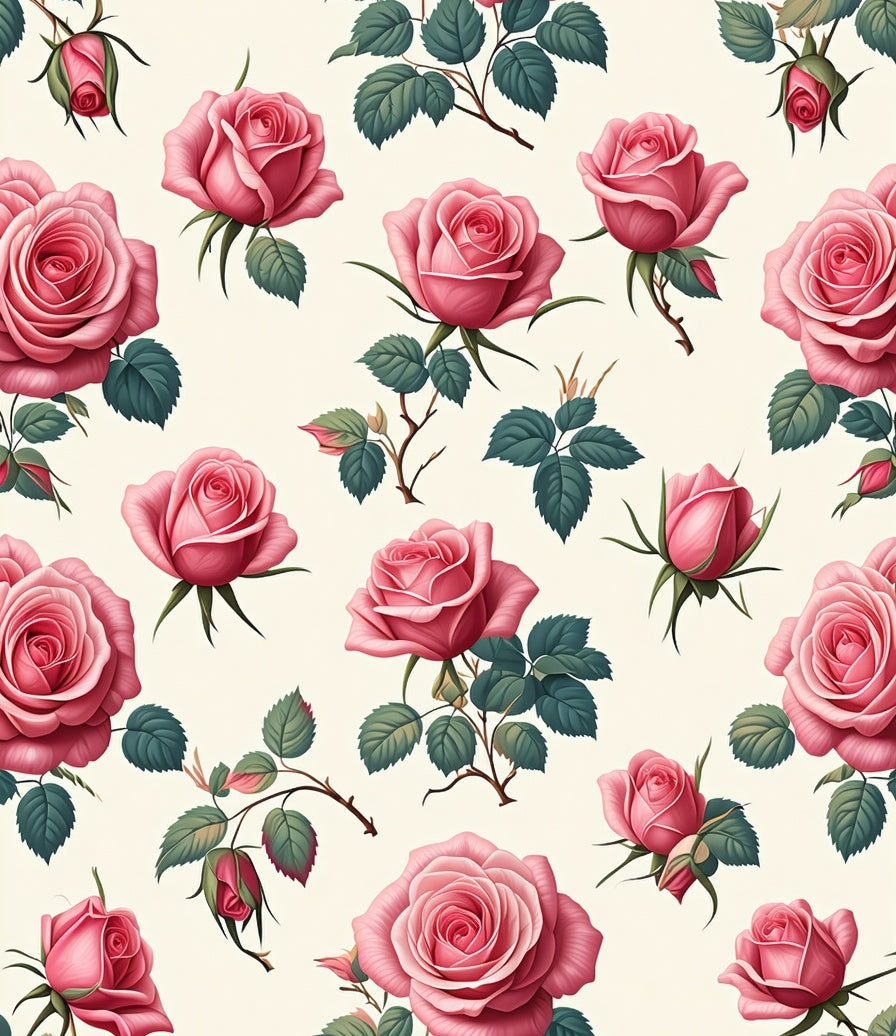 Pink Rose Floral Pattern Design Rug