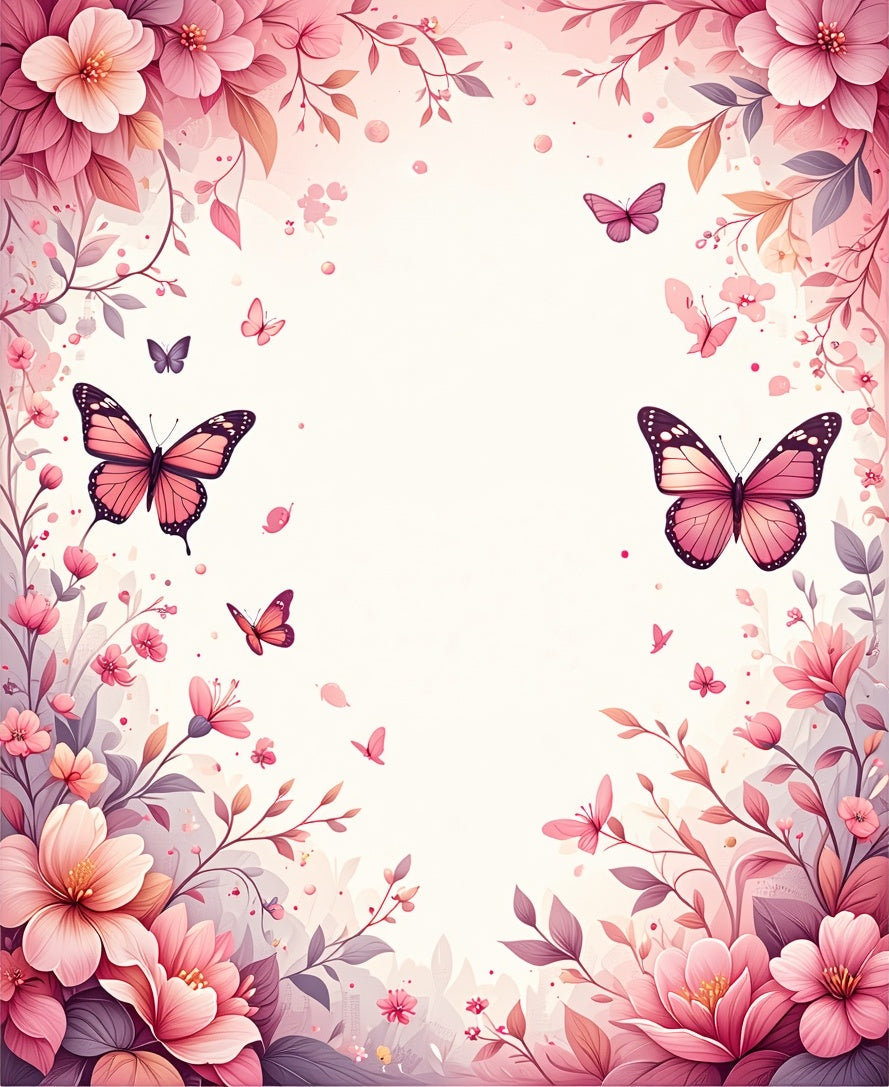 Pink Butterfly Blossom Pattern Rug