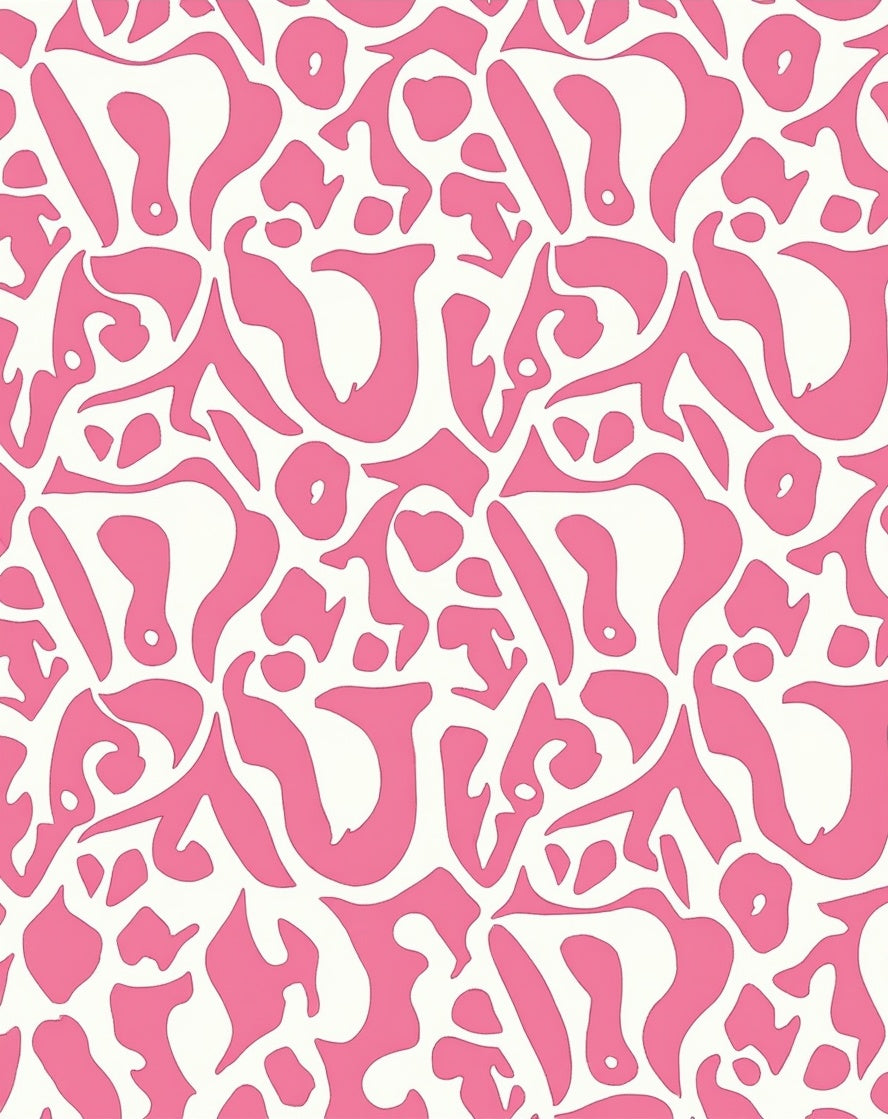 Abstract Pink White Organic Pattern Rug