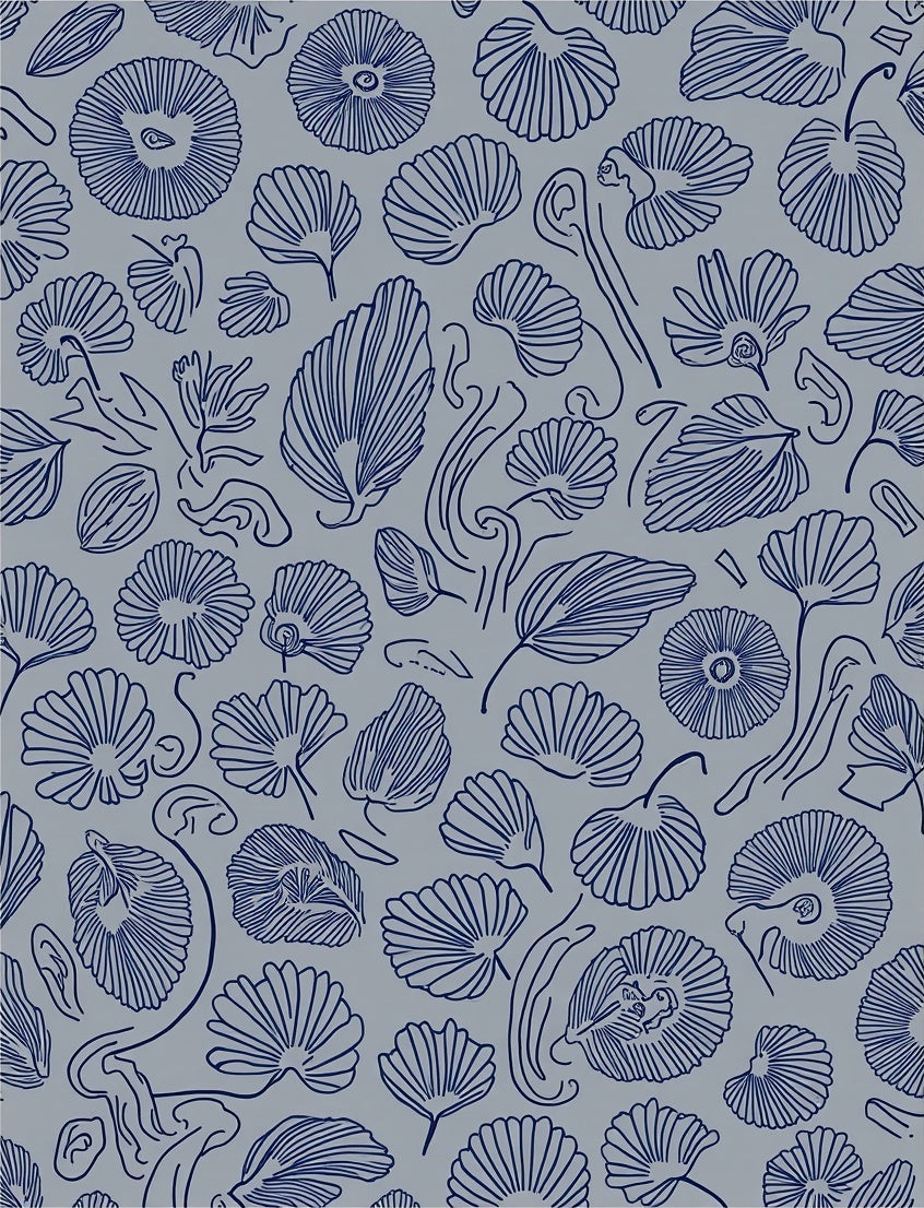 Botanical Ink Line Art Pattern Rug