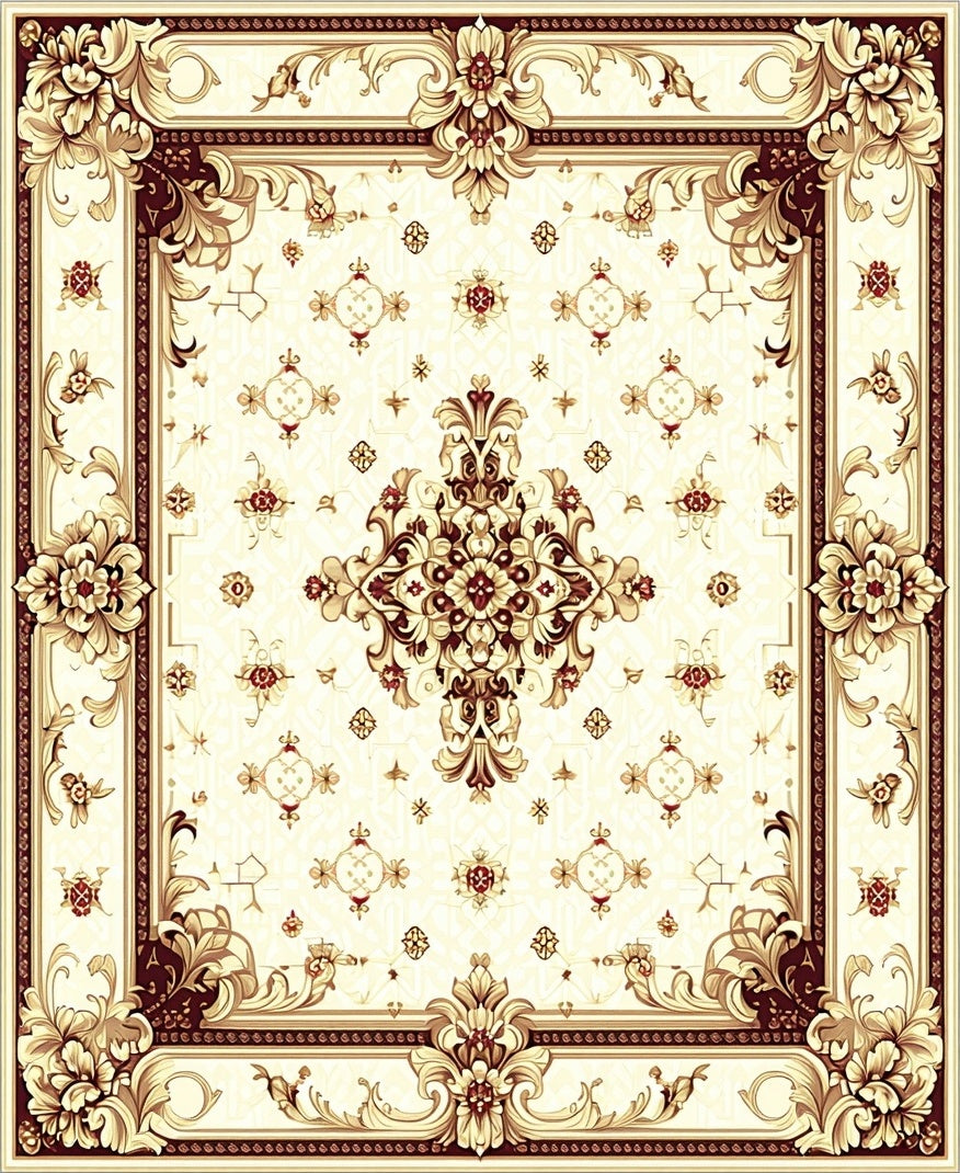 Classic Floral Medallion Beige Rug