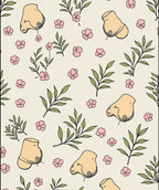 Whimsical Botanical Foot Print Design Rug