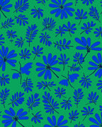 Blue Floral Botanical Pattern Rug