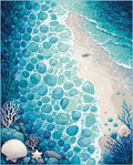 Ocean Pebble Waves Coastal Pattern Rug