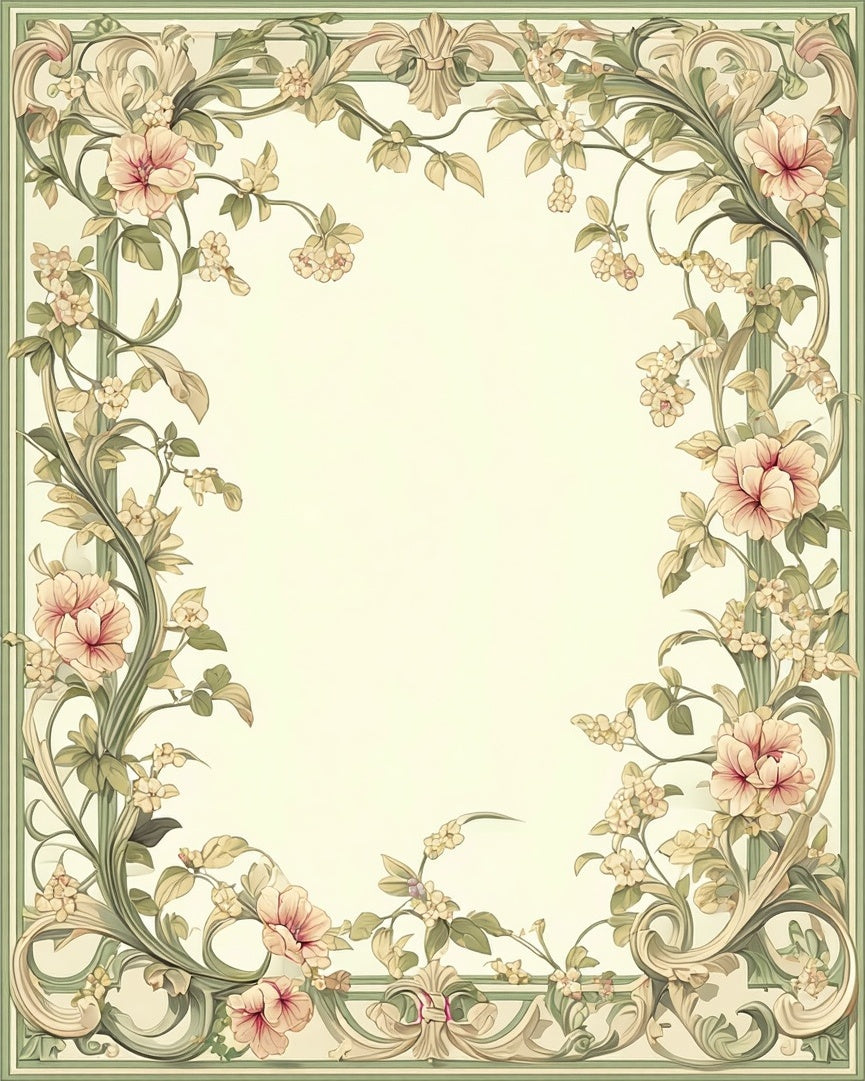 Art Nouveau Floral Vine Border Design Rug