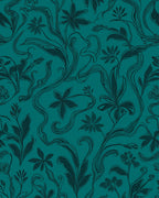 Emerald Green Abstract Floral Vine Art Rug