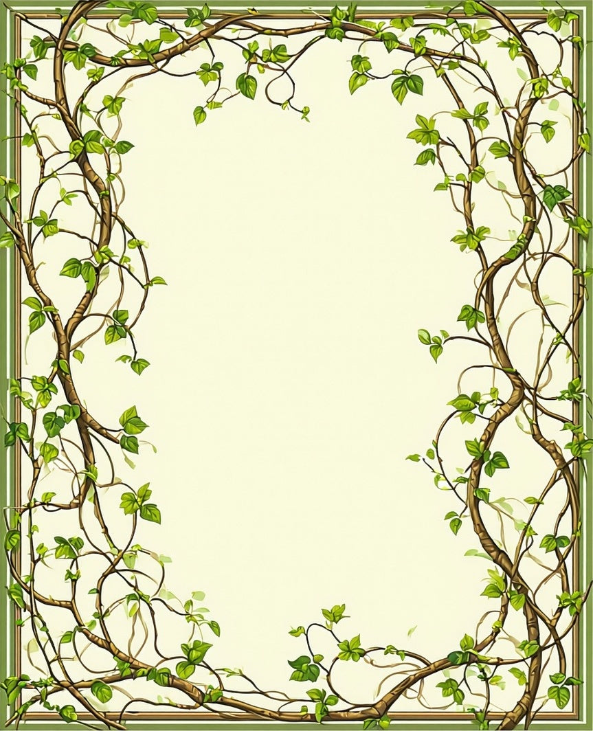 Vine and Leaf Botanical Frame Design Rug