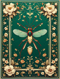 Ornate Insect Floral Garden Rug