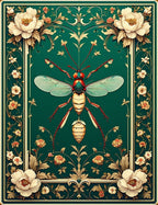 Ornate Insect Floral Garden Rug