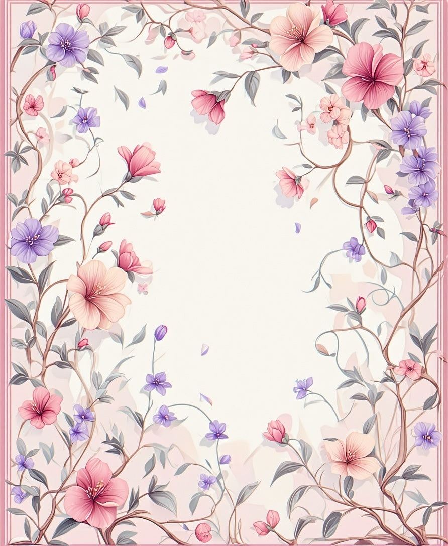 Whimsical Floral Vine Pattern Rug