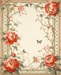 Vintage Botanical Peony Garden Rug