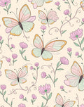Pastel Butterflies and Delicate Flowers Pattern Rug