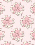 Soft Pink Floral Outline Pattern Rug