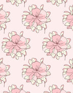 Soft Pink Floral Outline Pattern Rug