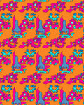 Funky Pink Blue Abstract Creatures Rug