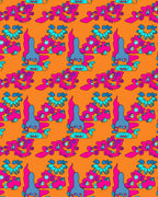 Funky Pink Blue Abstract Creatures Rug