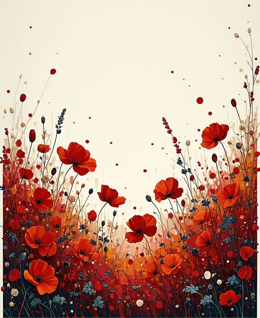 Vibrant Red Poppies Field Pattern Rug