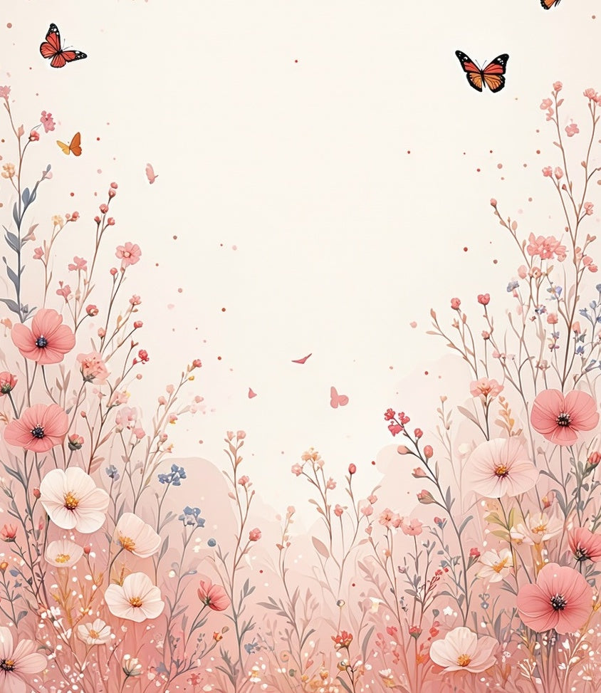 Ethereal Floral Butterfly Garden Design Rug