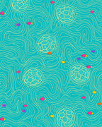 Whimsical Fish and Turtle Pattern Rug