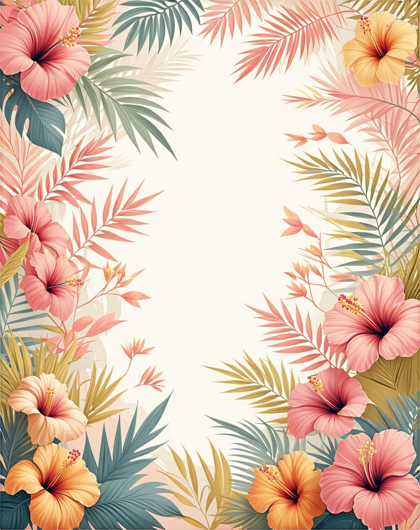 Tropical Hibiscus Floral Botanical Rug