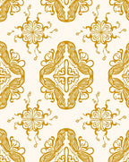 Golden Floral Medallion Pattern Rug