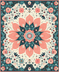Coral Teal Floral Mandala Design Rug
