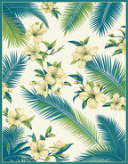 Tropical Floral Palm Leaves Rug