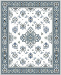 Ornate Blue Gray Floral Motif Rug