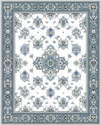 Ornate Blue Gray Floral Motif Rug