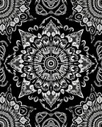 Intricate Black White Mandala Pattern Rug