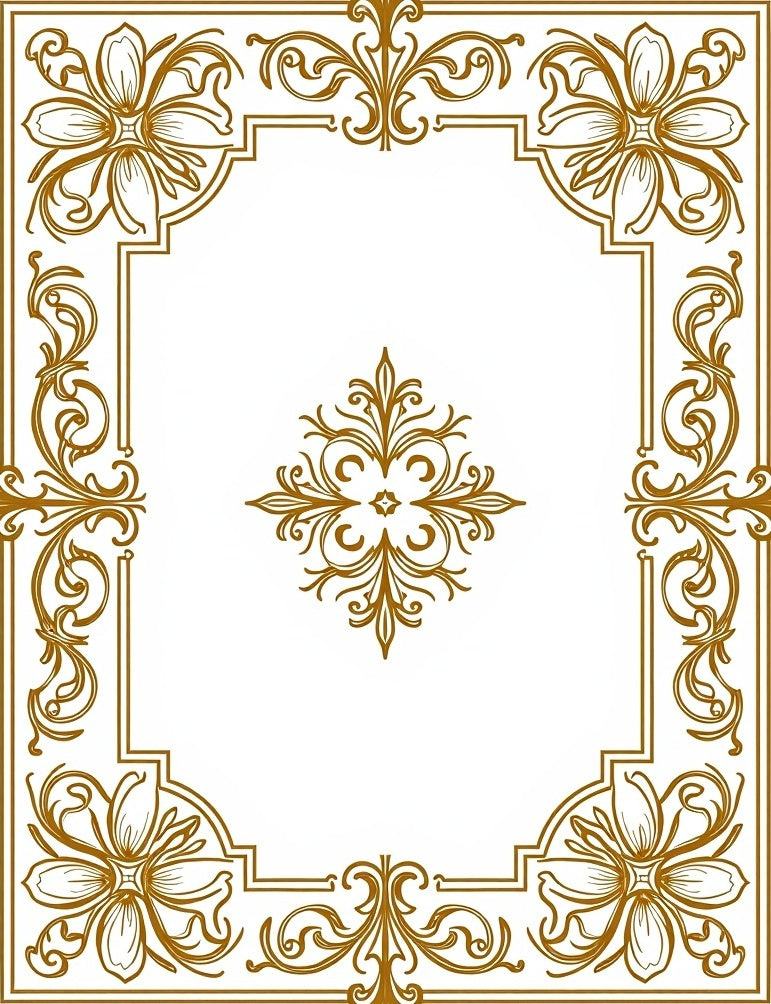 Gold Floral Acanthus Border Rug