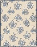 Delicate Blue Floral Outline Pattern Rug