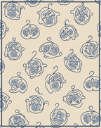 Delicate Blue Floral Outline Pattern Rug