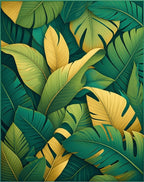 Vibrant Tropical Leaf Pattern Rug