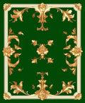 Green Gold Ornate Floral Scroll Rug