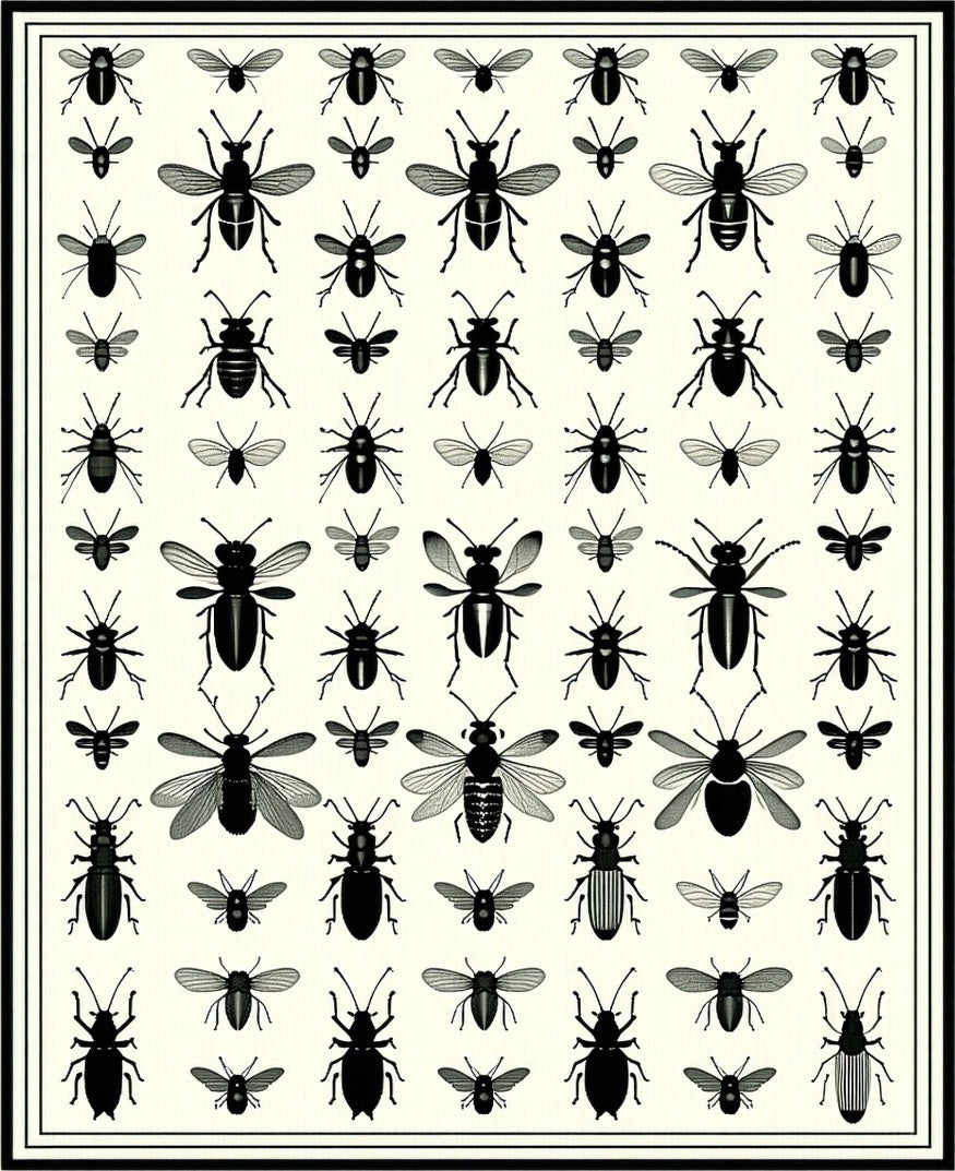 Insect Collection Vintage Style Pattern Rug