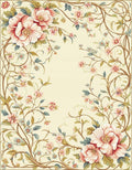 Elegant Floral Vines With Peony Bloom Rug