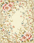Elegant Floral Vines With Peony Bloom Rug