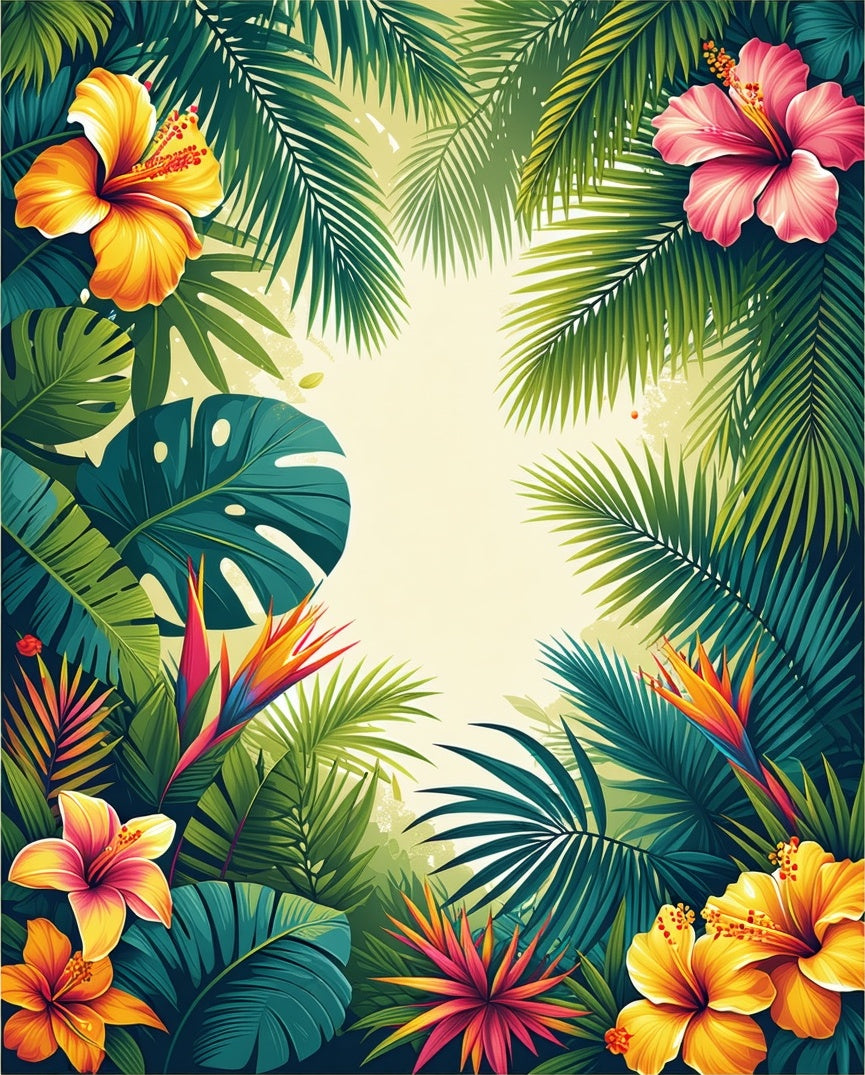 Tropical Floral Botanical Pattern Rug