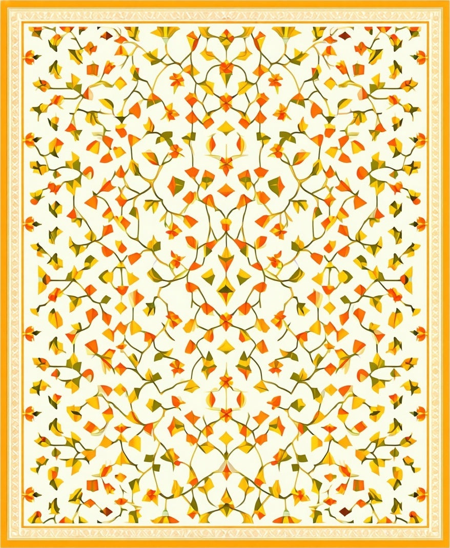 Autumnal Floral Vine Pattern Rug
