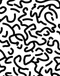 Bold Black Wavy Line Pattern Rug