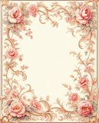 Elegant Floral Scrollwork and Peony Rug