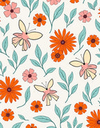 Whimsical Floral Butterfly Doodle Art Rug