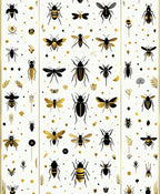 Gold Black Insect Pattern Design Rug