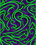Bold Purple Green Swirl Pattern Rug