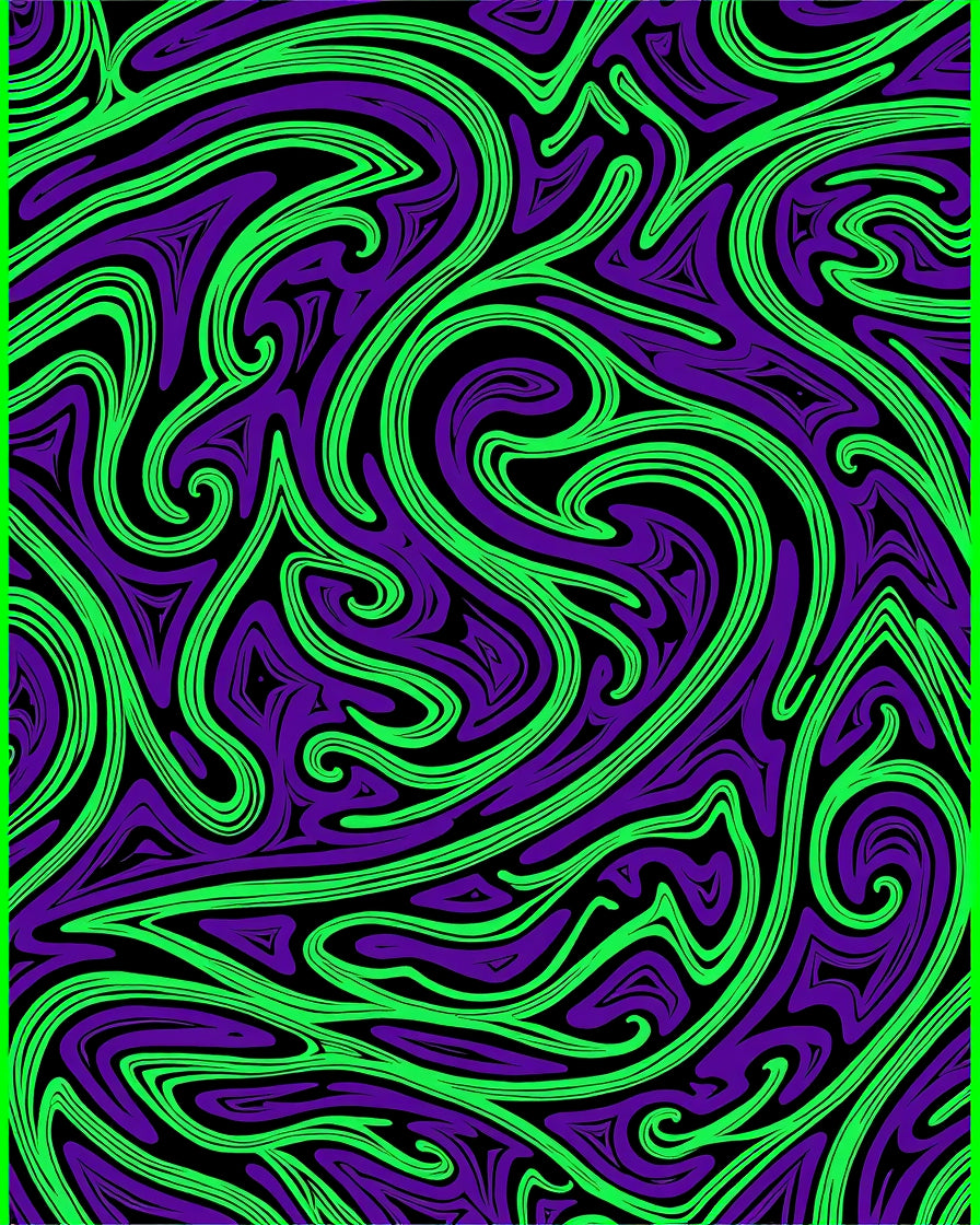 Bold Purple Green Swirl Pattern Rug