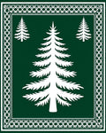 Forest Green White Evergreen Border Rug