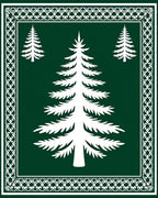 Forest Green White Evergreen Border Rug