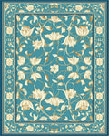 Teal Floral Vines Artistically Designed Rug